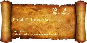 Mató Levente névjegykártya